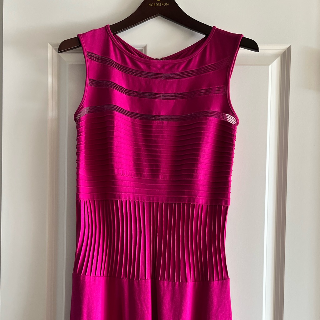 Tadashi Shoji Stretch Midi Cocktail Dress In Fuchsia